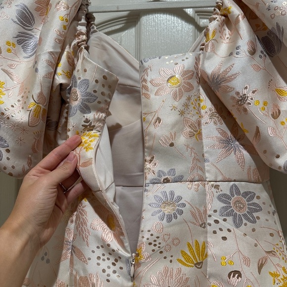 Hutch Floral Jacquard Puff Sleeve Mini Dress - Picture 9 of 9